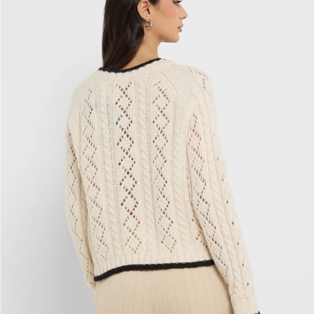Vero Moda Cream Knit Cardigan with Black Trim - Picture 5 of 7